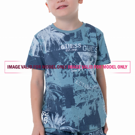 GUESS N5RI18 - G CHAIN LIME AOP               - T SHIRT